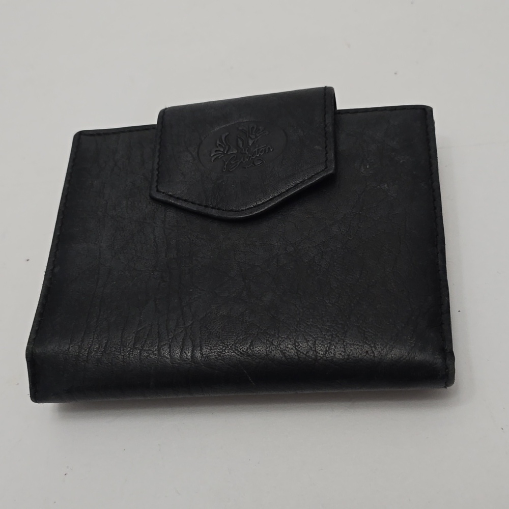 Buxton Women's Black Cowhide Leather Bi Fold Wallet Coin Purse
